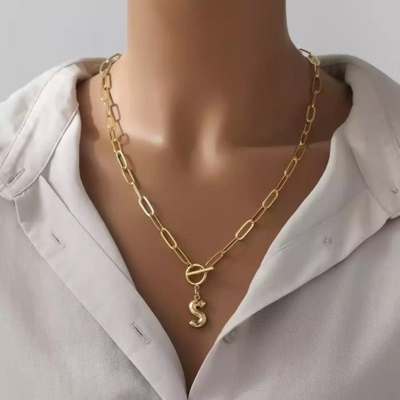 Zara Jewelry - Initial S chain necklace link style gold letter monogram Y2k 90s retro